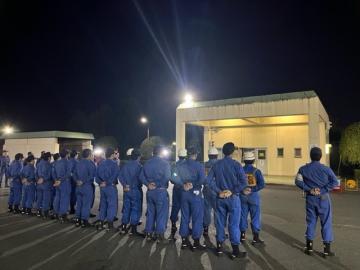 西多摩地区消防大会出場分団(羽村市消防団第5分団)激励式の様子