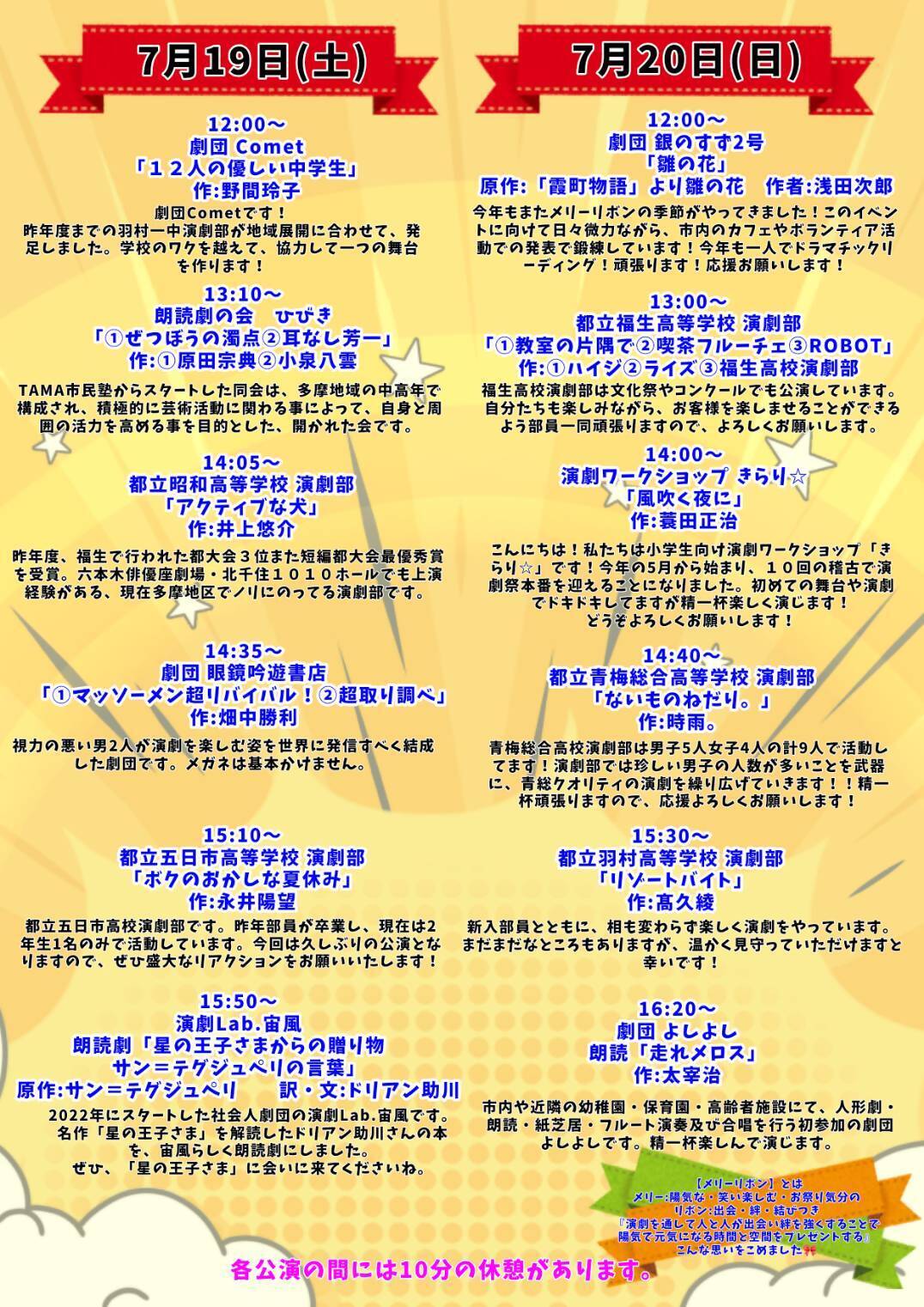 第10回メリーリボン演劇祭チラシ（裏面）